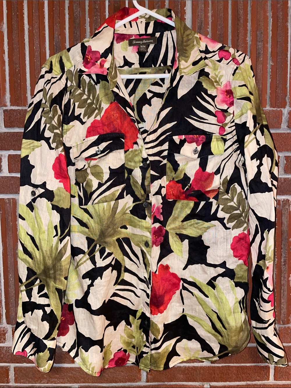 Tommy Bahama women’s 100% linen button down floral print dress shirt
